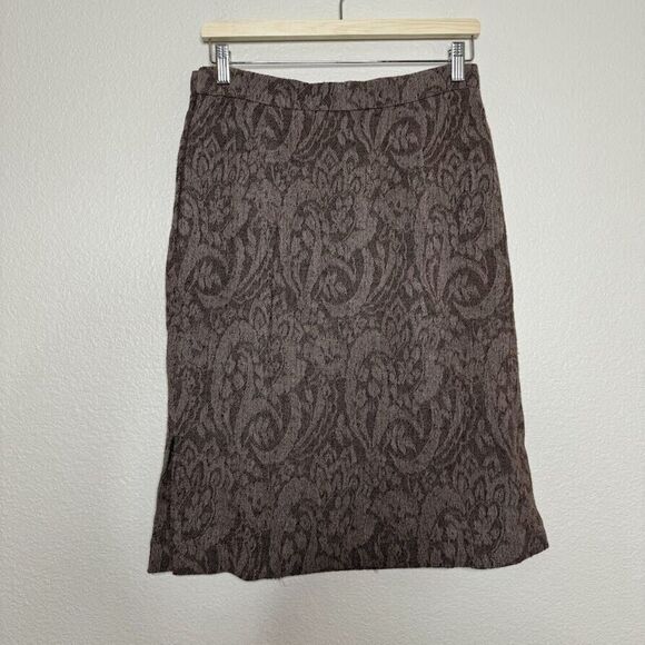 Valentino Skirt S 10 Jacquard Lace Print Brown Pencil Vintage Dark Romantic Goth - Picture 10 of 13